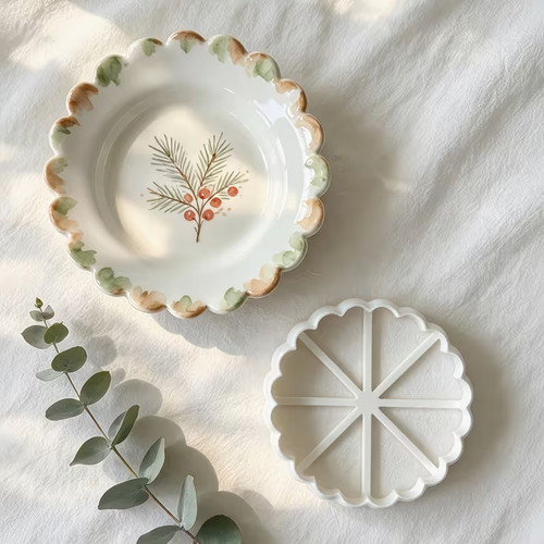 Scalloped flower polymer - flower, clay