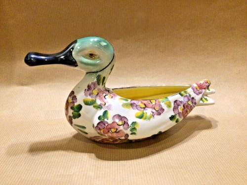 1950 pottery duck dish - duck,