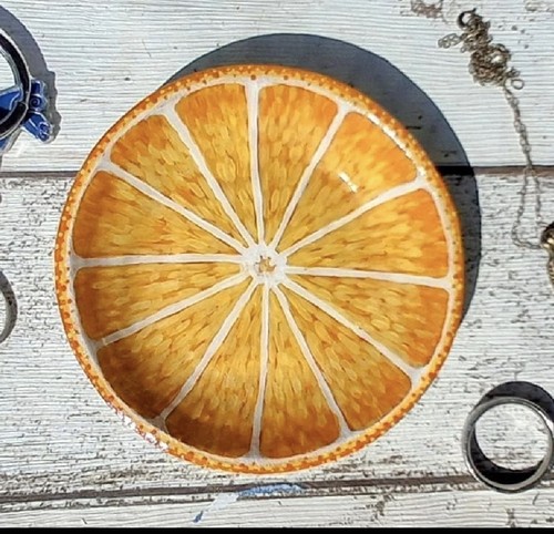 Orange trinket dish handmade - orange,