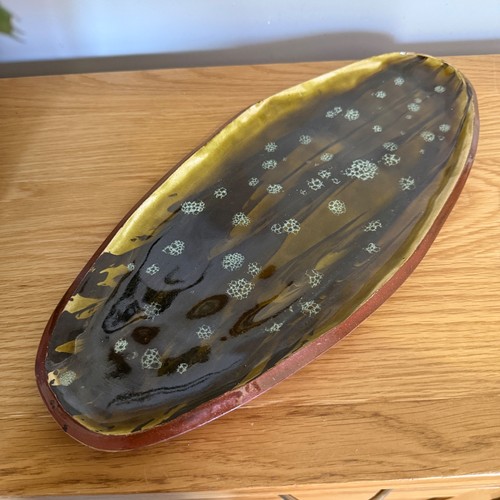 Vintage studio pottery oval - pottery,