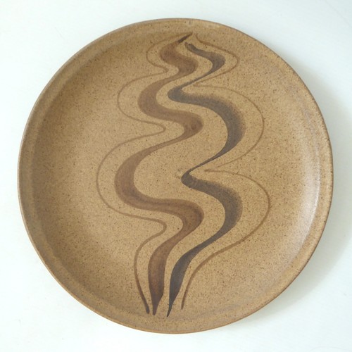 Studio pottery round - dish, 10"