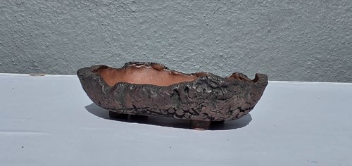 Rustic shallow brown clay - brown, oval